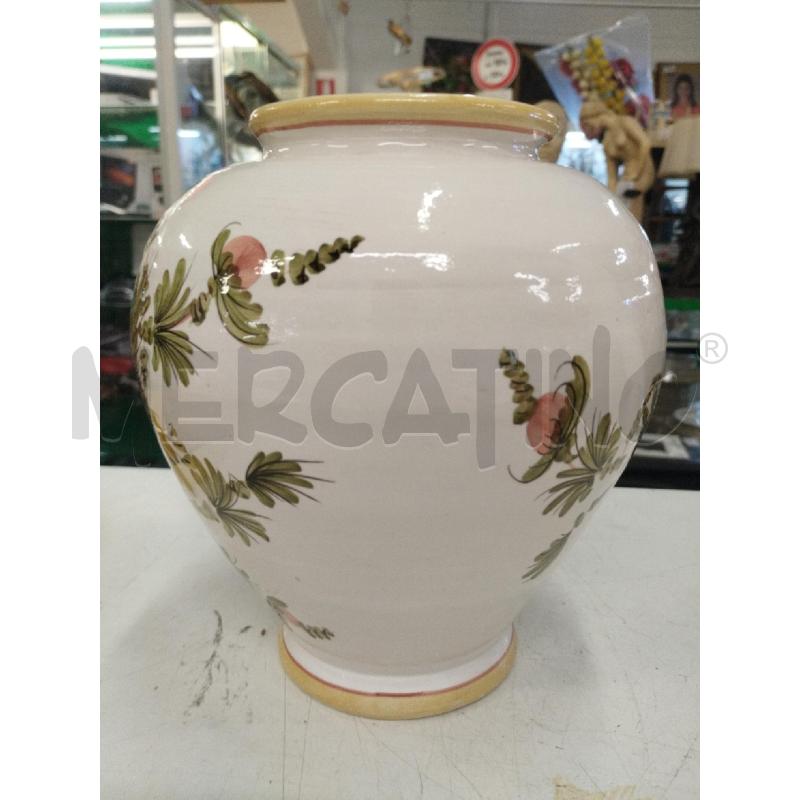 VASO IN TERRACOTTA BIANCO DIPINTO FIORI B/GIALLO | Mercatino dell'Usato Roma zona marconi 2