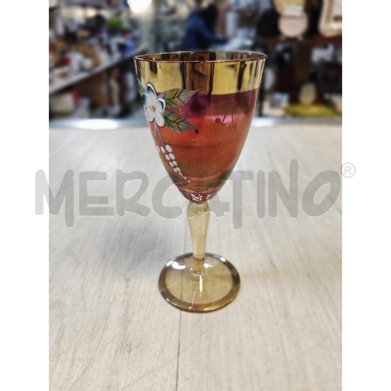 BICCHIERE ROSSO E DORATO CON FIORI DIPINTI | Mercatino dell'Usato Ciampino 3