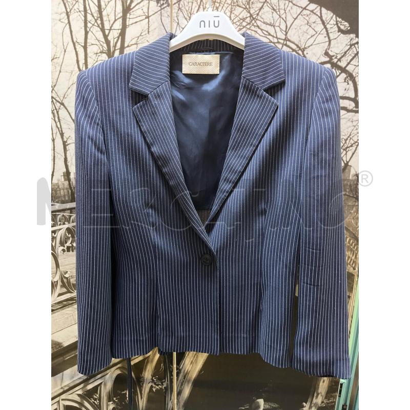 BLAZER DONNA CARACTERE BLU GESSATO  | Mercatino dell'Usato Ciampino 1