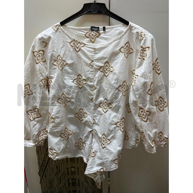 BLUSA DONNA EMME MARELLA BIANCA FANT RICAMO DORATO | Mercatino dell'Usato Ciampino 1