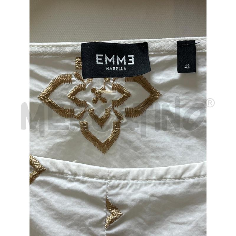 BLUSA DONNA EMME MARELLA BIANCA FANT RICAMO DORATO | Mercatino dell'Usato Ciampino 2