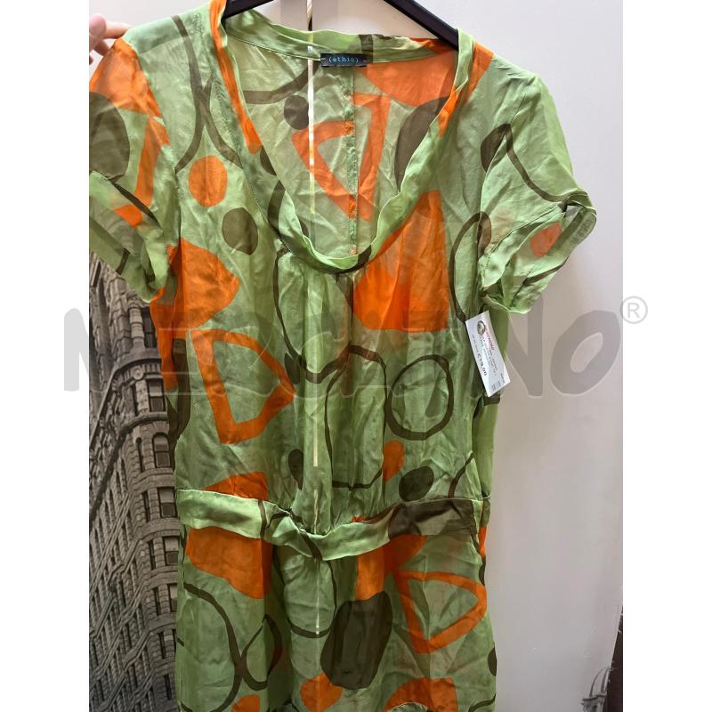 BLUSA DONNA ETHIC SETA VERDE ARANCIO FANTASIA | Mercatino dell'Usato Ciampino 1