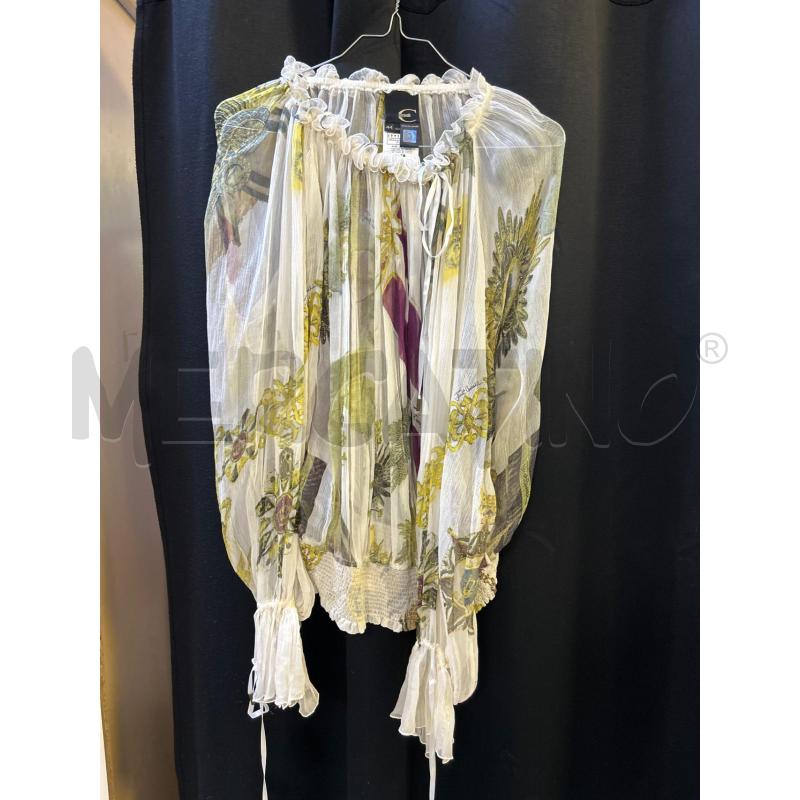 BLUSA DONNA JUST CAVALLI FANT BIANCA FANTASIA GIALLA VIOLA | Mercatino dell'Usato Ciampino 1