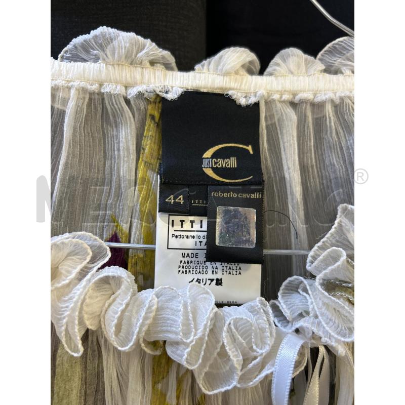 BLUSA DONNA JUST CAVALLI FANT BIANCA FANTASIA GIALLA VIOLA | Mercatino dell'Usato Ciampino 2