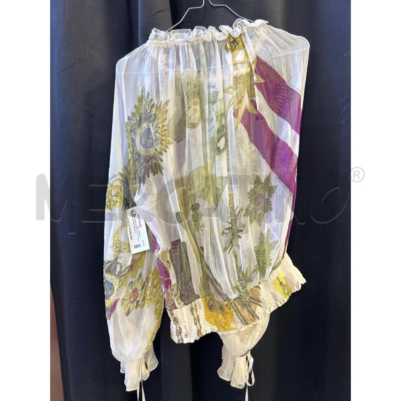 BLUSA DONNA JUST CAVALLI FANT BIANCA FANTASIA GIALLA VIOLA | Mercatino dell'Usato Ciampino 3