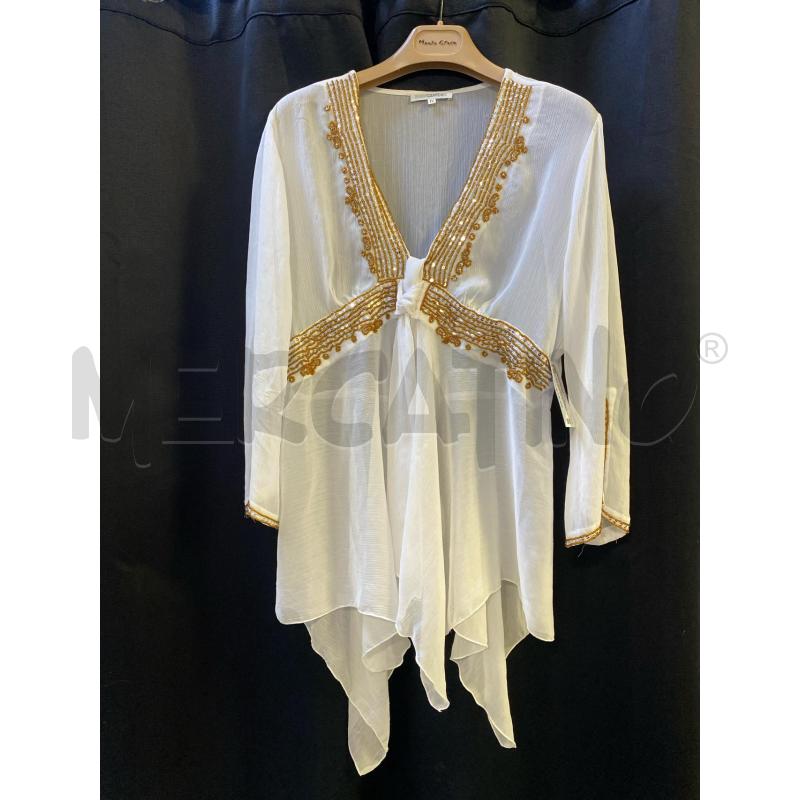 BLUSA DONNA NARA CAMICIE BIANCA RIF PERLINE BRONZO | Mercatino dell'Usato Ciampino 1