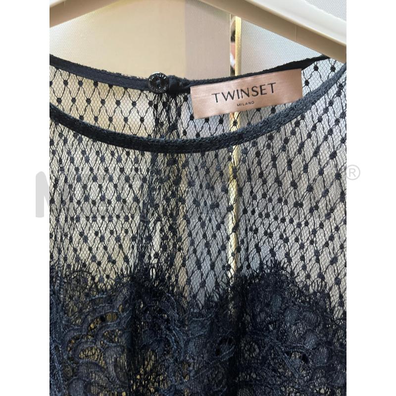 BLUSA DONNA TWINSET PIZZO NERA SOTTO STR ROSSA VERDE | Mercatino dell'Usato Ciampino 2
