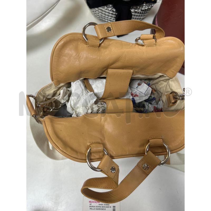 BORSA DONNA BOCAGE IN PELLE MARRONE BEIGE | Mercatino dell'Usato Ciampino 2