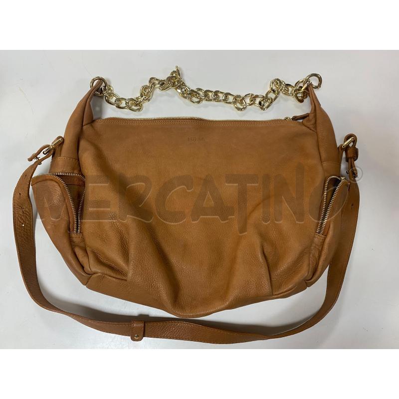 BORSA DONNA FURLA PELLE MARRONE CATENA DORATA  | Mercatino dell'Usato Ciampino 1