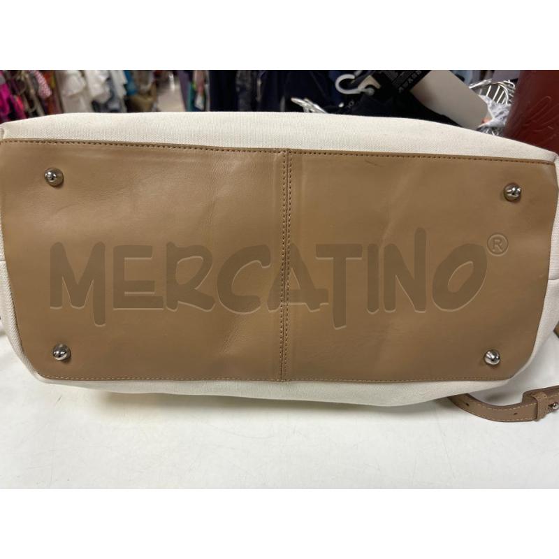 BORSA DONNA PESERICO IN TESSUTO BIANCA E RIFINITURE IN PELLE  | Mercatino dell'Usato Ciampino 5