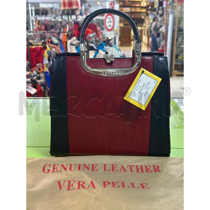 BORSA DONNA TROIANI NUOVA PELLE NERO ROSSO | Mercatino dell'Usato Ciampino 1