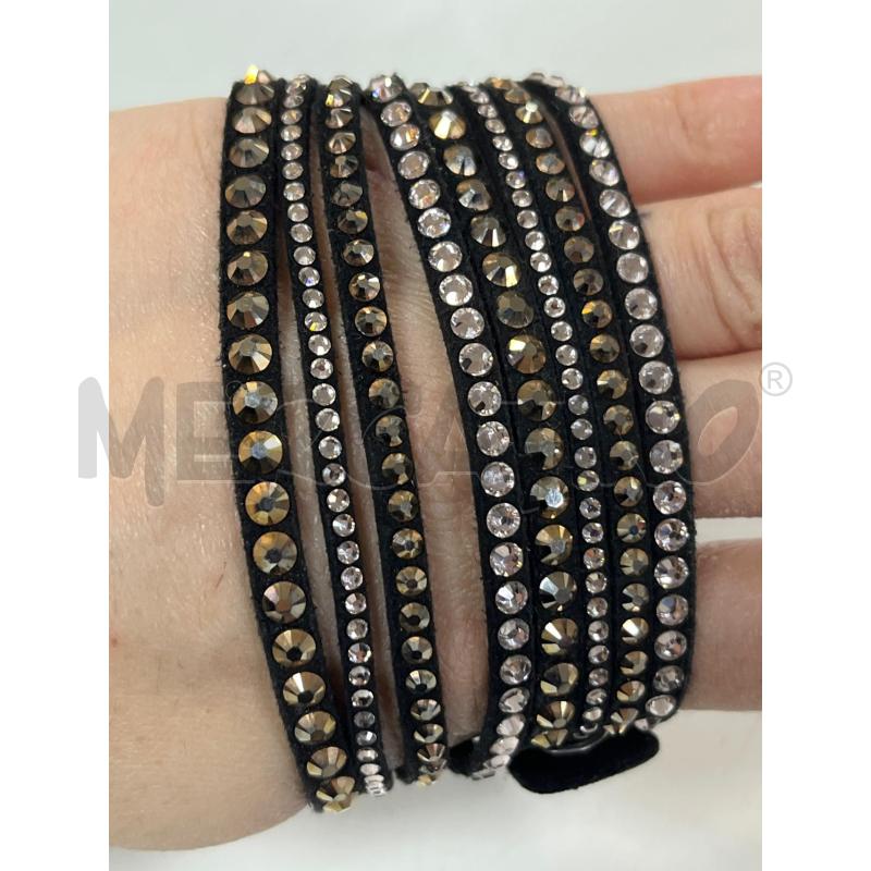 BRACCIALE NERO SWAROVSKI BRILLANTINI BRONZO DOR ROSA | Mercatino dell'Usato Ciampino 1