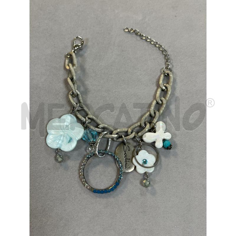 BRACCIALE SODINI CATENA GRIGIA PEND FIORI E CERCHIO BRILL | Mercatino dell'Usato Ciampino 1