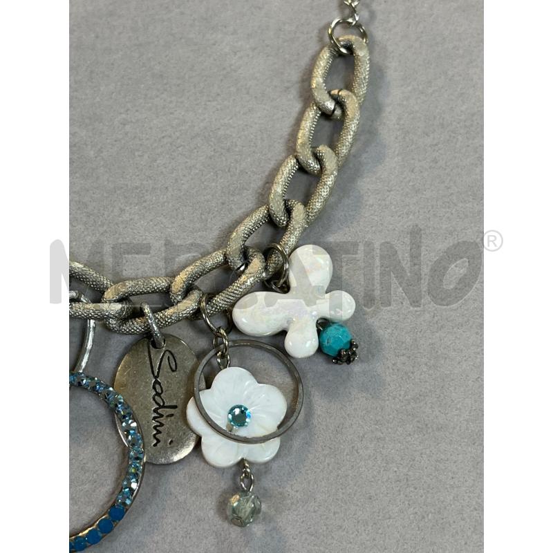 BRACCIALE SODINI CATENA GRIGIA PEND FIORI E CERCHIO BRILL | Mercatino dell'Usato Ciampino 3