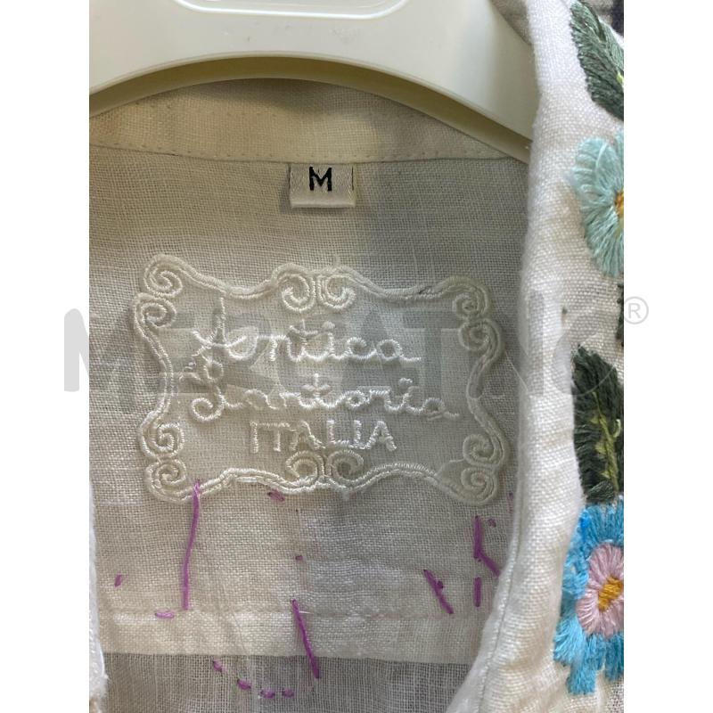 CAMICIA DONNA ANTICA SARTORIA BIANCO RICAMI FIORI COLORATI | Mercatino dell'Usato Ciampino 2