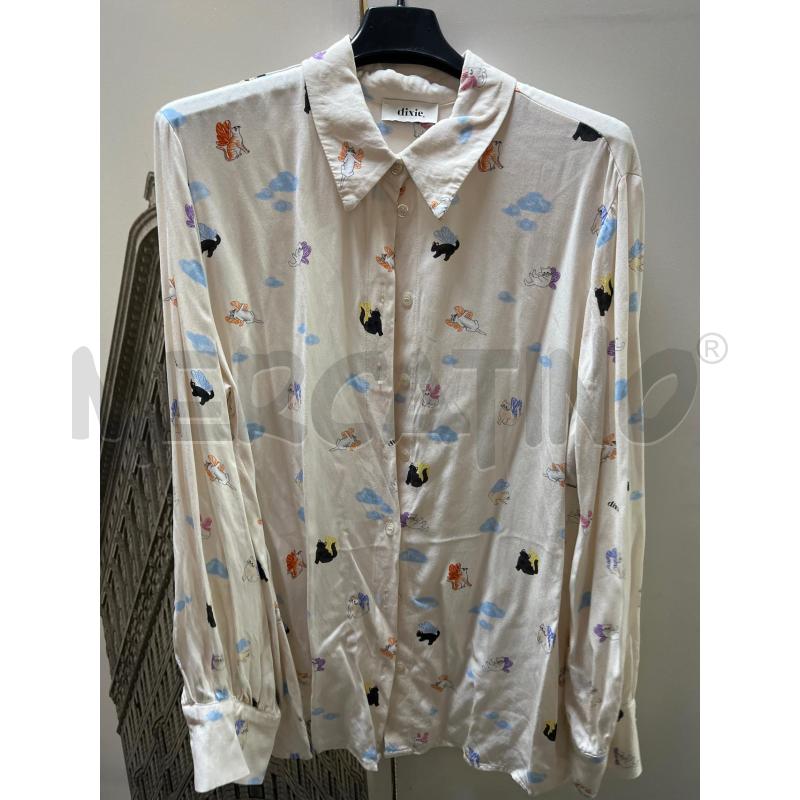 CAMICIA DONNA DIXIE BIANCA GATTI COLORATI | Mercatino dell'Usato Ciampino 1