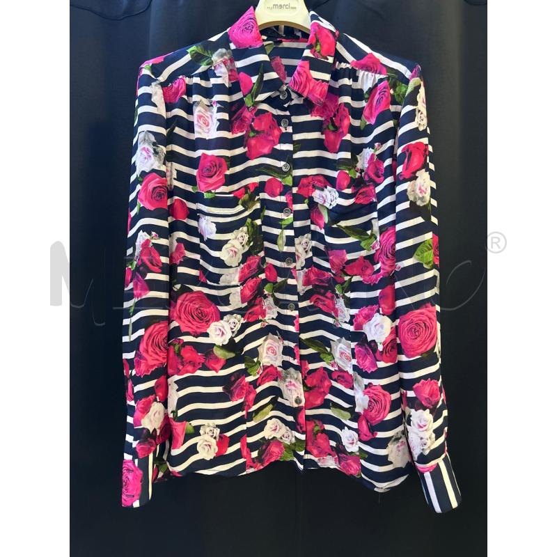 CAMICIA DONNA GUESS STR BLU ROSA FIORI ROSSI | Mercatino dell'Usato Ciampino 1