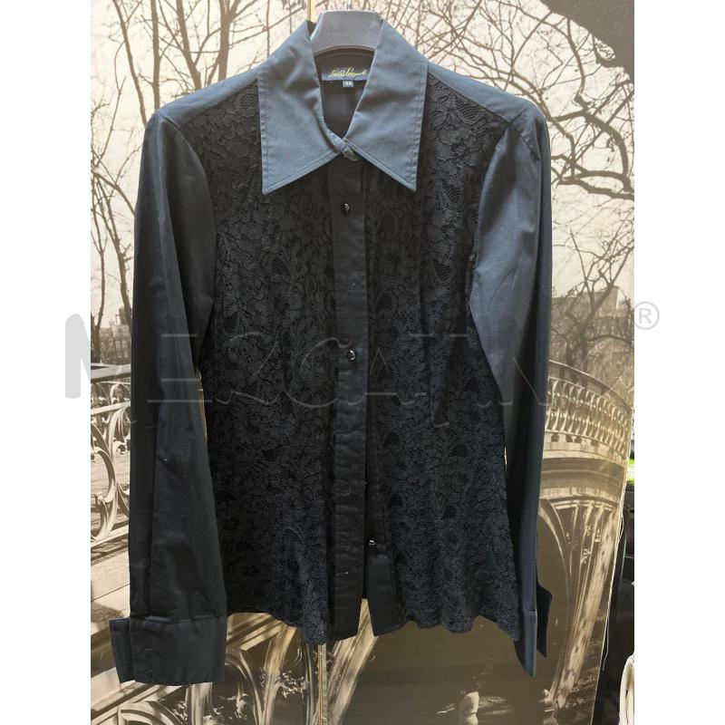 CAMICIA DONNA LUISA SPAGNOLI NERA PIZZO DAVANTI  | Mercatino dell'Usato Ciampino 1
