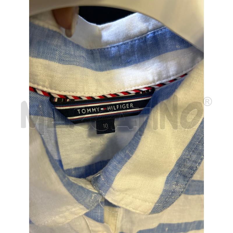 CAMICIA DONNA TOMMY HILFIGER NO MANICHE STR. BIANCHE CELESTE  | Mercatino dell'Usato Ciampino 2
