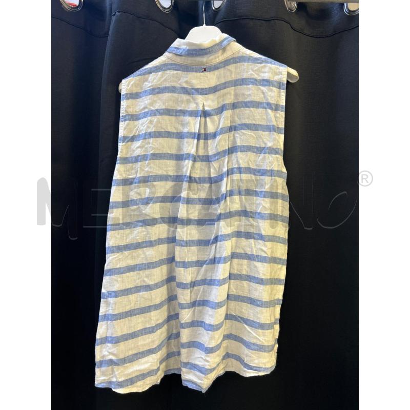 CAMICIA DONNA TOMMY HILFIGER NO MANICHE STR. BIANCHE CELESTE  | Mercatino dell'Usato Ciampino 3