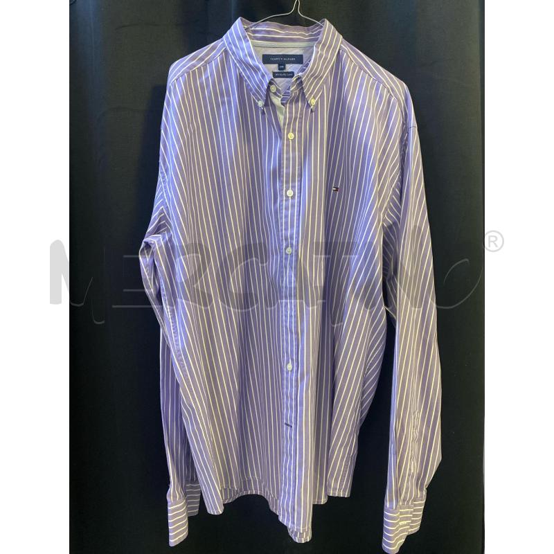 CAMICIA UOMO TOMMY HILFIGER CELESTE RIGHE | Mercatino dell'Usato Ciampino 1