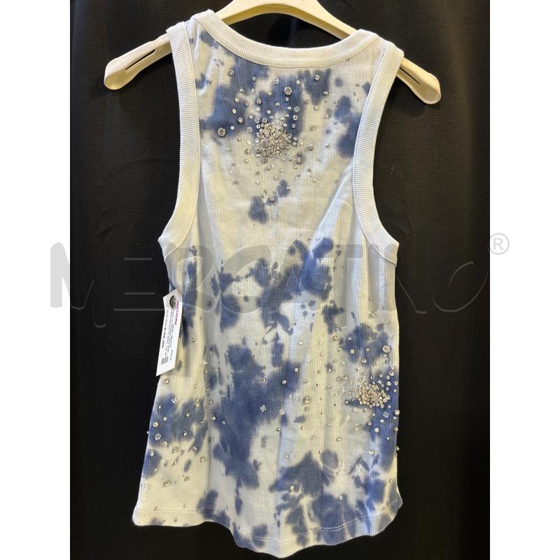 CANOTTA DONNA DES PHEMMES CELESTE MACCHE BLU BRILLANTINI | Mercatino dell'Usato Ciampino 4