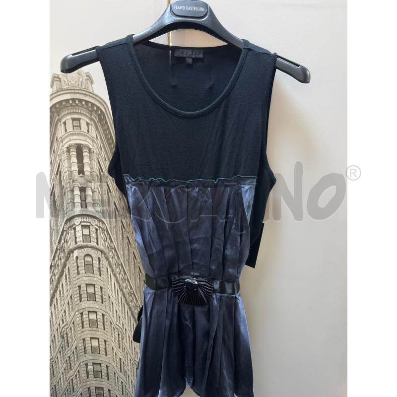CANOTTA DONNA ELISABETTA FRANCHI NERA DAVANTI BLU RASO | Mercatino dell'Usato Ciampino 1