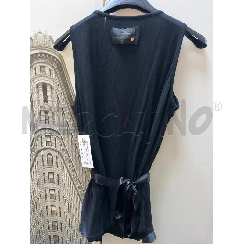 CANOTTA DONNA ELISABETTA FRANCHI NERA DAVANTI BLU RASO | Mercatino dell'Usato Ciampino 2