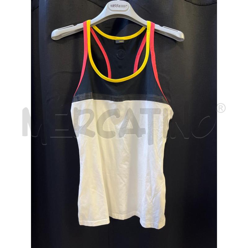 CANOTTA DONNA FENDI BIANCA SOPRA NERA STR GIALLA ROSA | Mercatino dell'Usato Ciampino 1