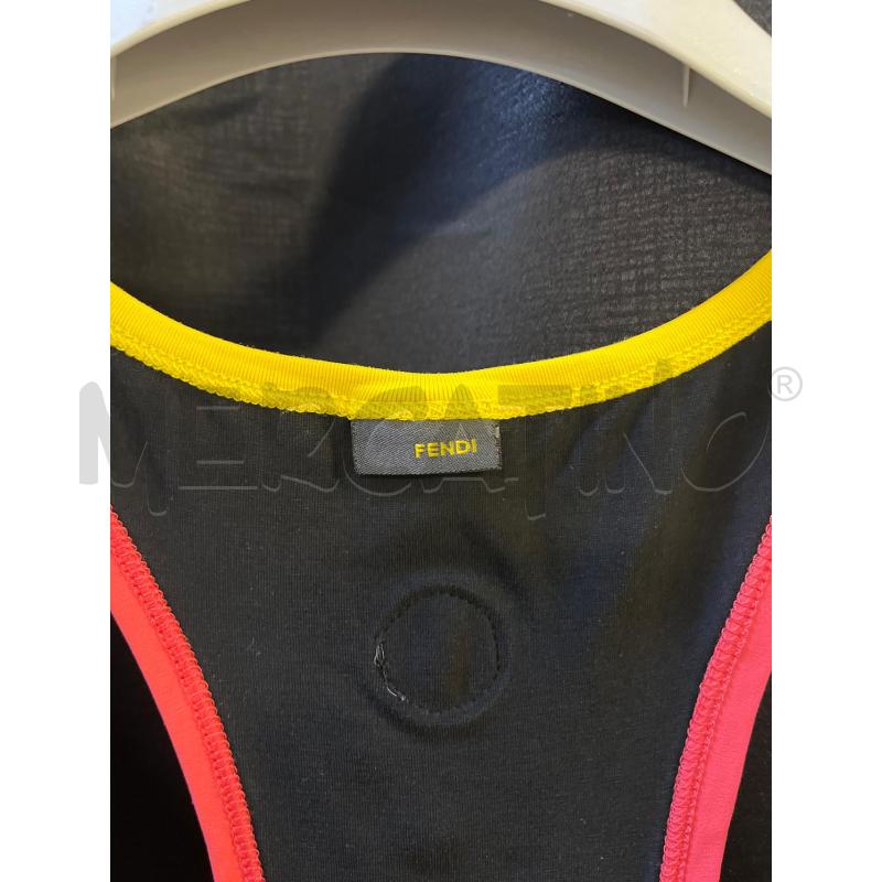 CANOTTA DONNA FENDI BIANCA SOPRA NERA STR GIALLA ROSA | Mercatino dell'Usato Ciampino 3