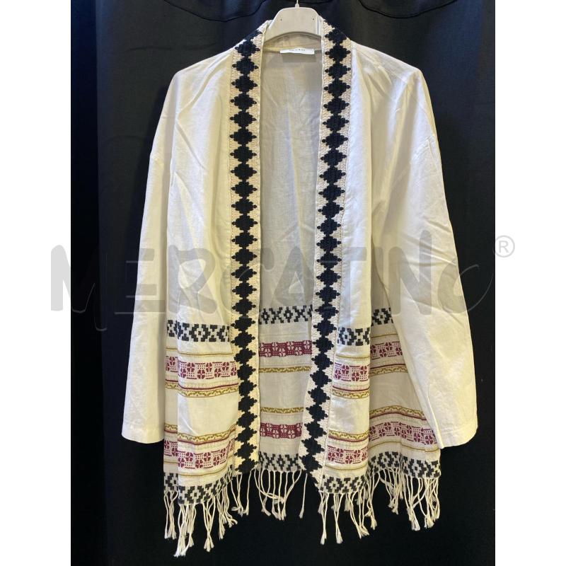 CARDIGAN DONNA VICOLO BIANCO RICAMI NERI ROSSI DOR | Mercatino dell'Usato Ciampino 1