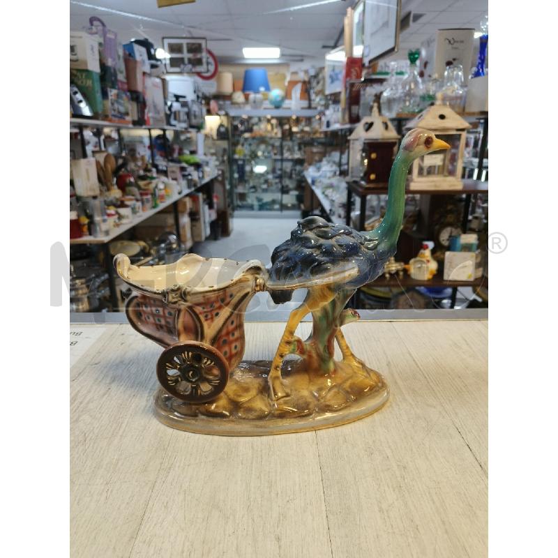 CERAMICA STRUZZO CON VASETTO | Mercatino dell'Usato Ciampino 1