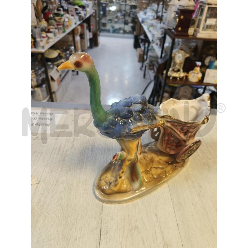 CERAMICA STRUZZO CON VASETTO | Mercatino dell'Usato Ciampino 3