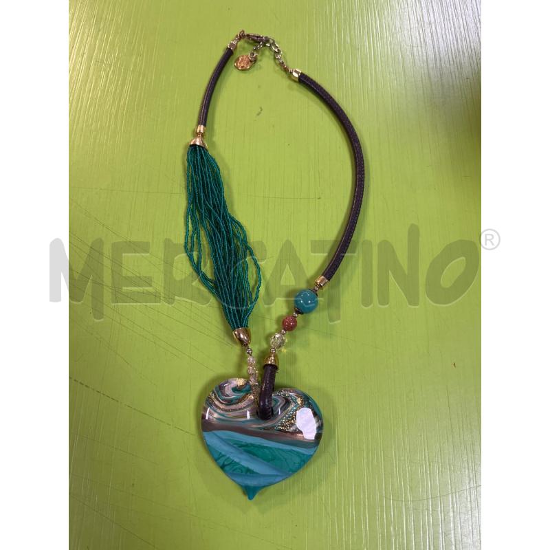 COLLANA ANTONIO VACCARI IN MURANO CIONDOLO CUORE CELESTE  | Mercatino dell'Usato Ciampino 1