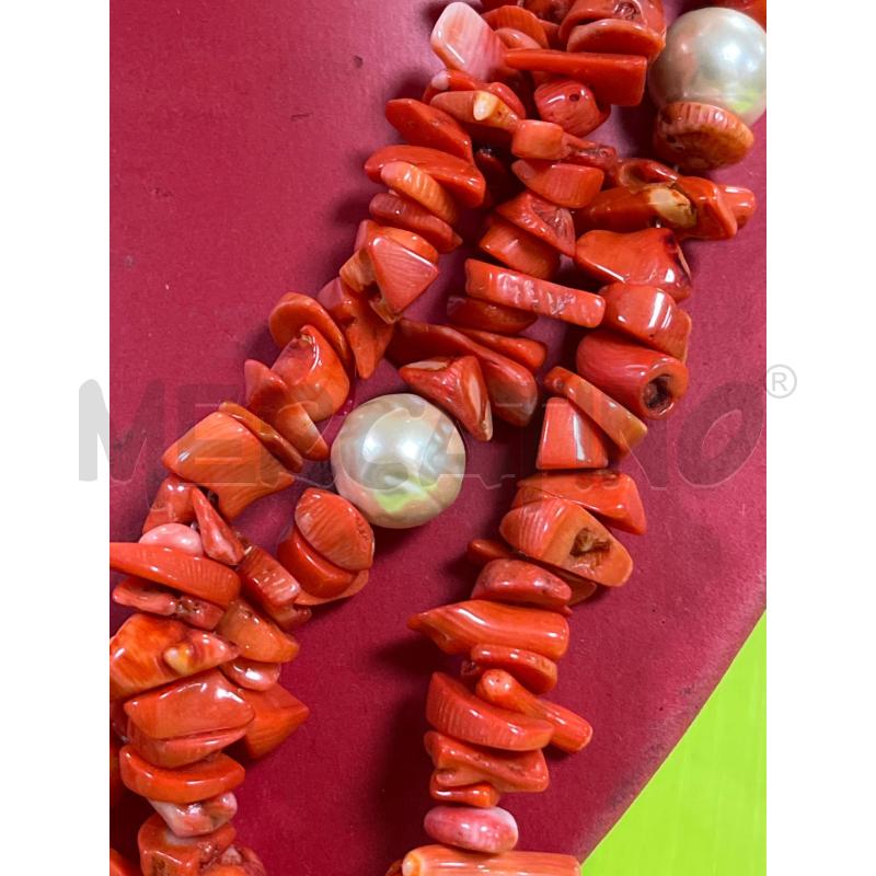 COLLANA CORALLO E PERLE 3 FILI | Mercatino dell'Usato Ciampino 2