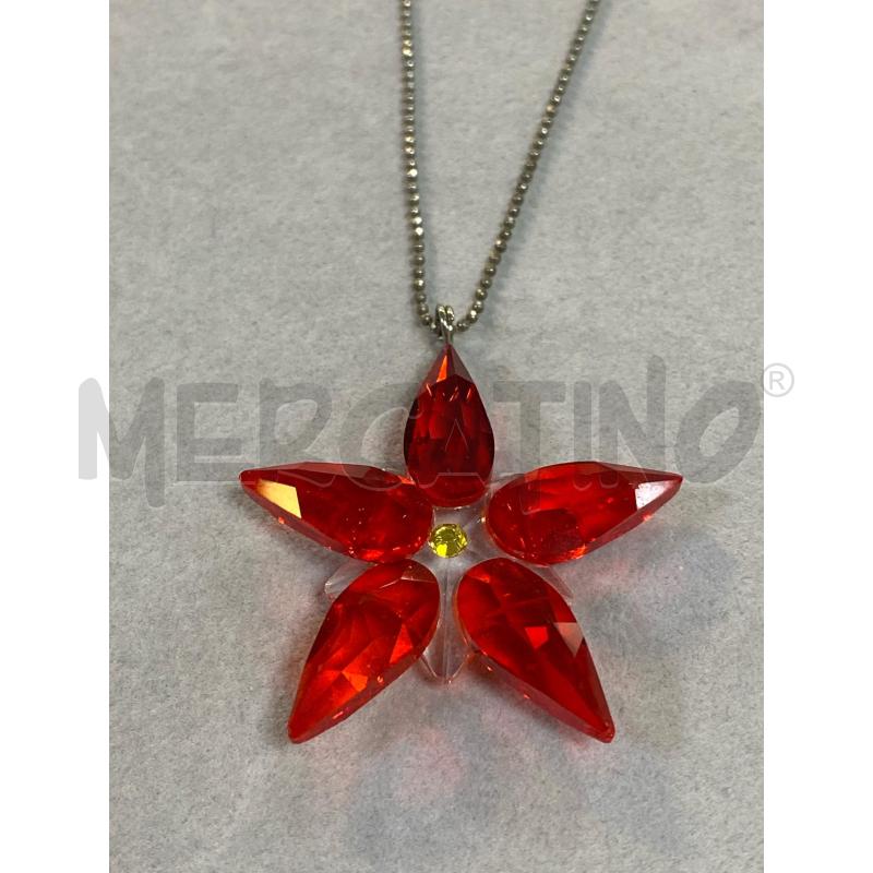 COLLANA SWAROVSKI CIONDOLO FIORE ROSSO CAT.ARG925 | Mercatino dell'Usato Ciampino 2