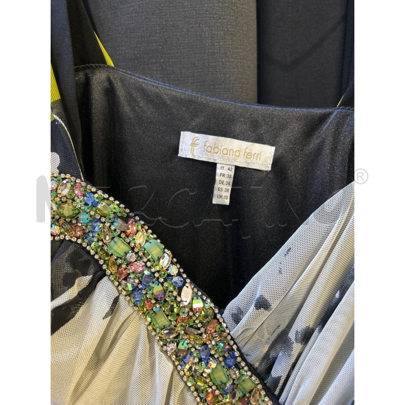 COMPLETO DONNA FABIANA FERRI PANT NERO BLUSA A CANOTTA VEL BEIGE FANTASIA+STOLA | Mercatino dell'Usato Ciampino 2