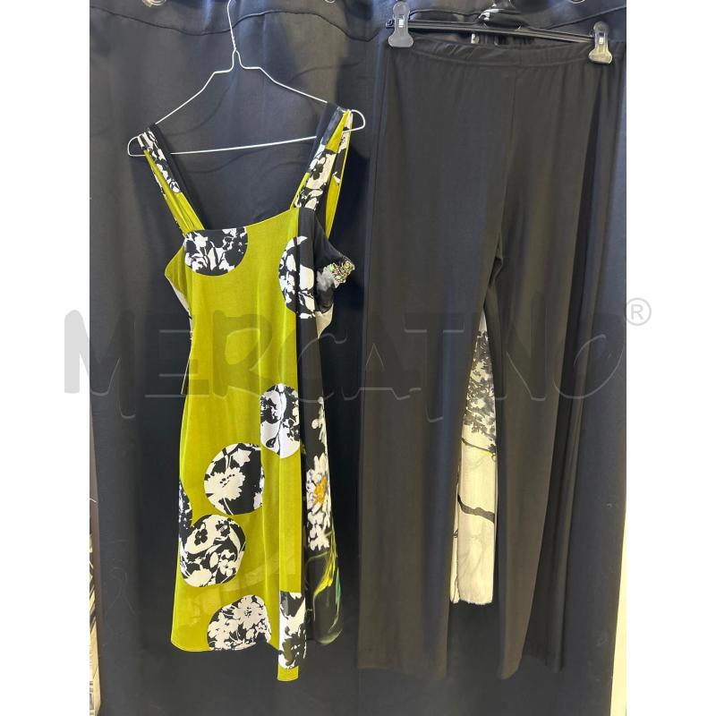 COMPLETO DONNA FABIANA FERRI PANT NERO BLUSA A CANOTTA VEL BEIGE FANTASIA+STOLA | Mercatino dell'Usato Ciampino 3