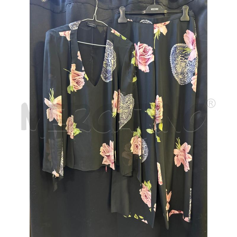 COMPLETO DONNA NERO FIORI ROSA MARIELLA BURIANI SETA | Mercatino dell'Usato Ciampino 1