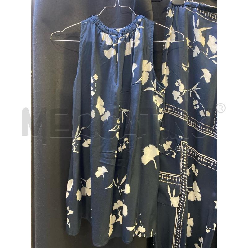 COMPLETO DONNA ONE1 PANT+TOP BLU FIORI BIANCHI  | Mercatino dell'Usato Ciampino 2