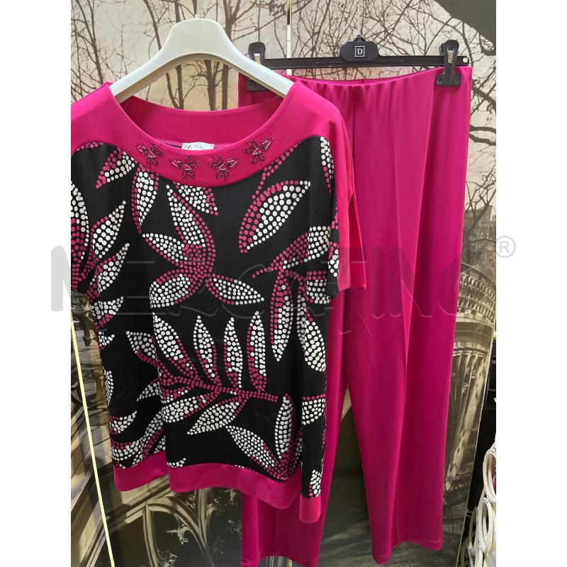 COMPLETO DONNA PERLA OVERSIZE NERO E FUCSIA CON PANTALONE | Mercatino dell'Usato Ciampino 1