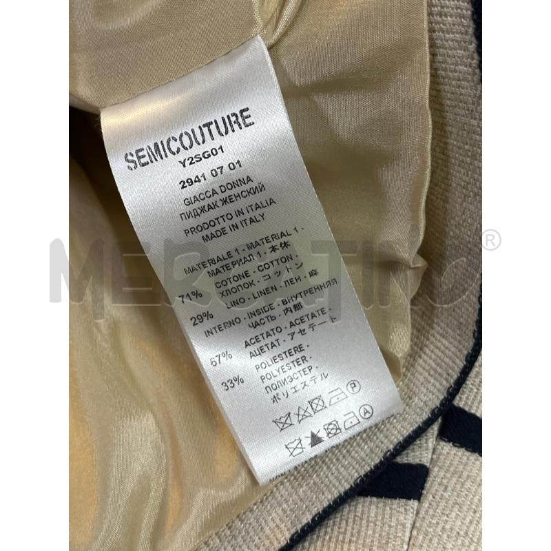 GIACCA DONNA SEMICOUTURE BEIGE RIGHE BLU | Mercatino dell'Usato Ciampino 4