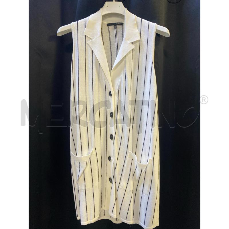 GILET DONNA LUNGO LES COPAINS BIANCO STR NERE | Mercatino dell'Usato Ciampino 1