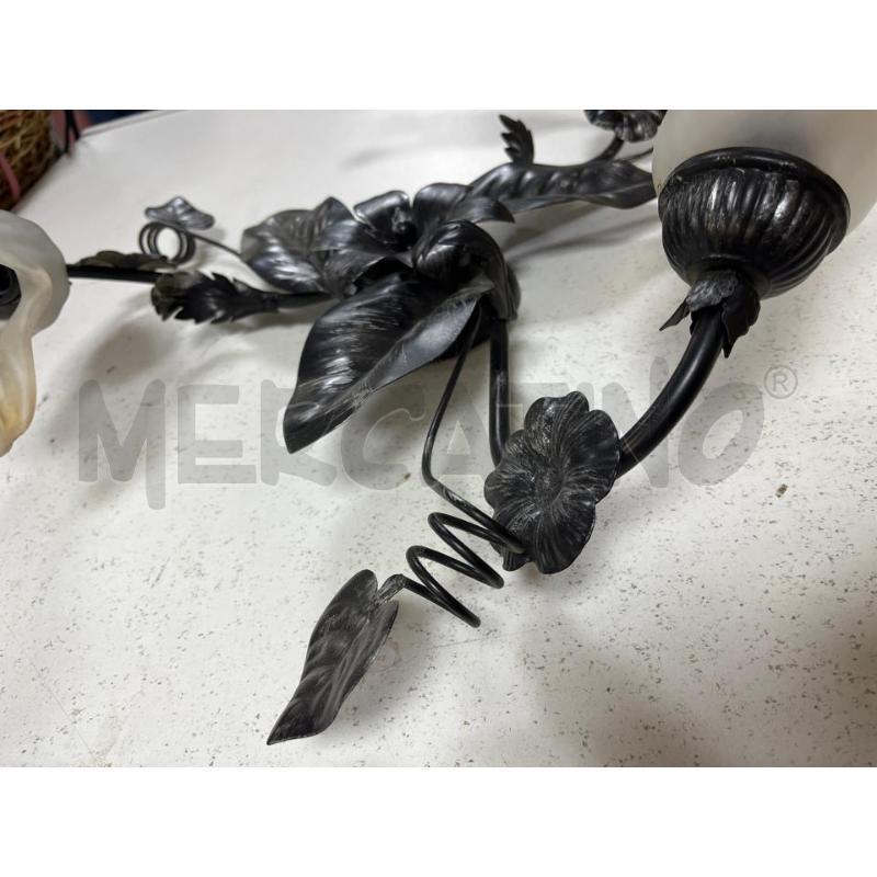 LAMPADARIO 3 LUCI IN FERRO CON FOGLIE NERO | Mercatino dell'Usato Ciampino 2