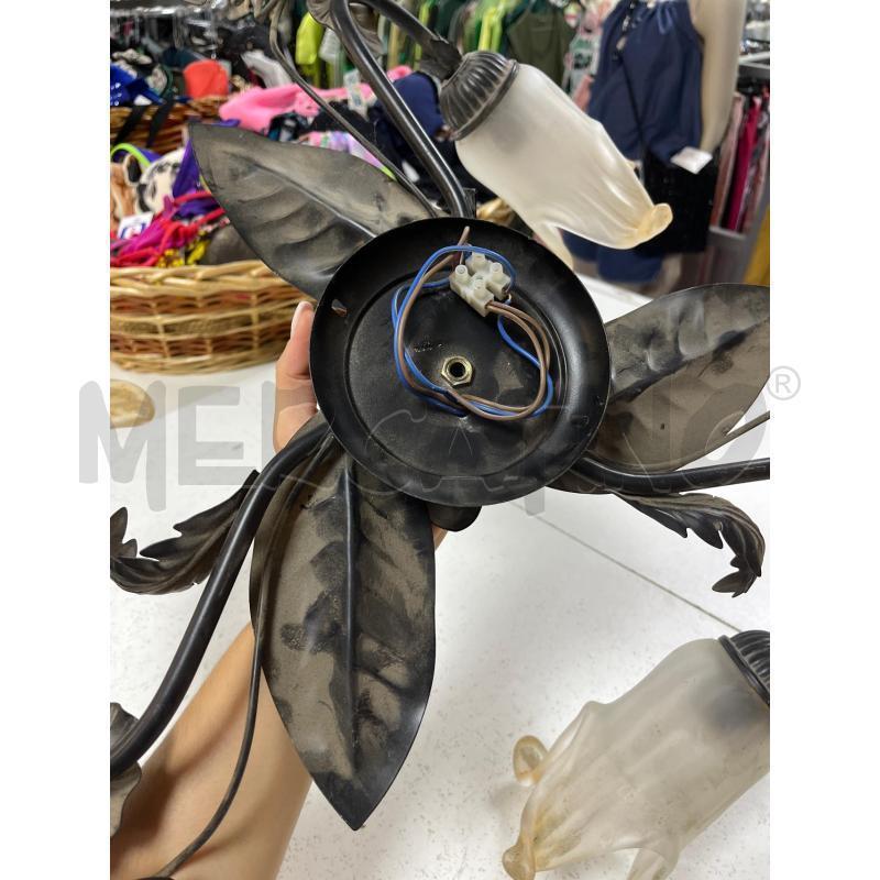 LAMPADARIO 3 LUCI IN FERRO CON FOGLIE NERO | Mercatino dell'Usato Ciampino 5