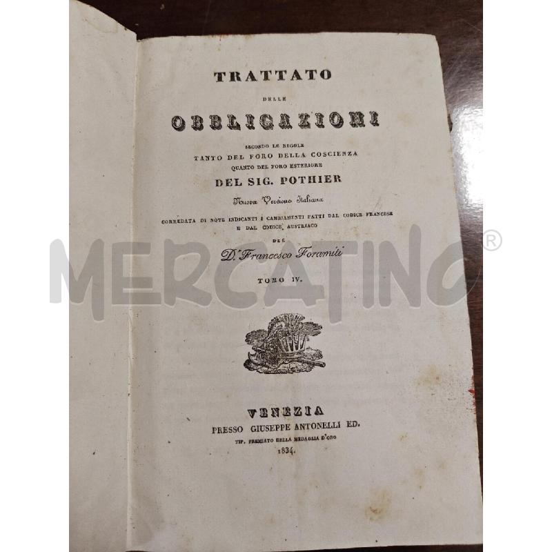 LIBRO 1834 TRATTATO DELLE OBBLIGAZIONI  | Mercatino dell'Usato Ciampino 1