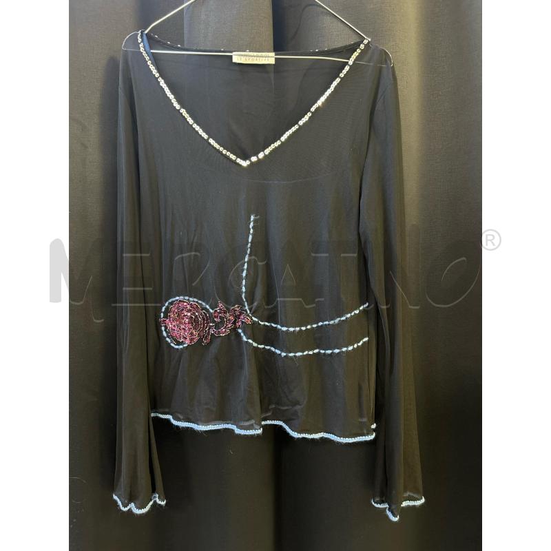 MAGLIA DONNA MARIELLA BURANI NERA TRASP PERLINE | Mercatino dell'Usato Ciampino 1