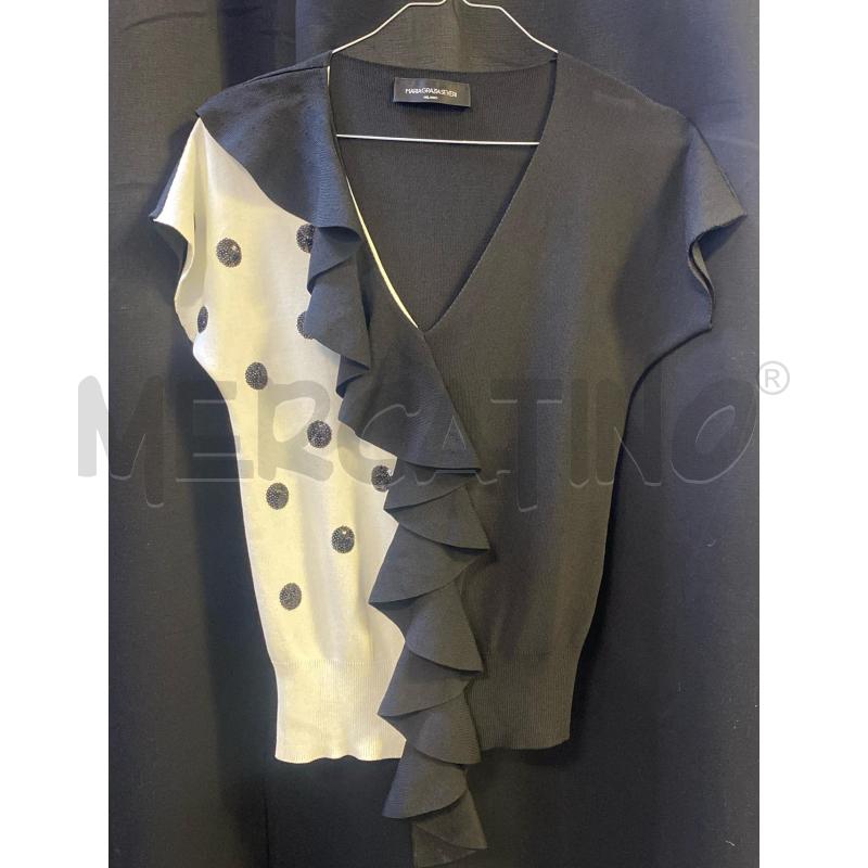 MAGLIA DONNA  SMANICATA MARIAGRAZIA SEVERI BIANCA POIS NERI | Mercatino dell'Usato Ciampino 1