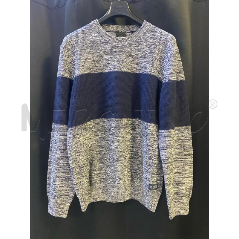 MAGLIONE UOMO ARMANI EXCHANGE BLU BIANCO  | Mercatino dell'Usato Ciampino 1