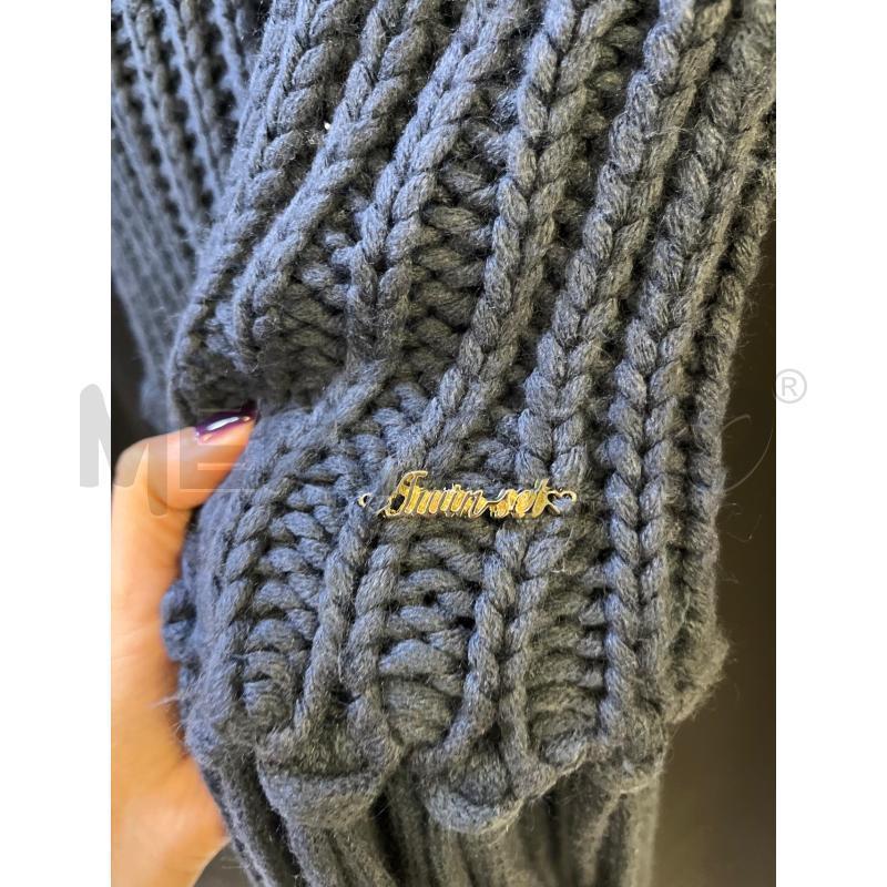 MANTELLA DONNA TWINSET BLU FRANGE SOTTO  | Mercatino dell'Usato Ciampino 4